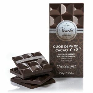 Venchi tmavá čokoláda 75 % cocoa BEZ CUKRU 100g