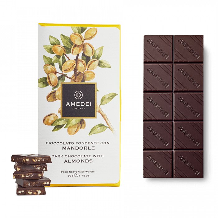 Amedei Toscano 63 % tmavá čokoláda s mandlemi 50g