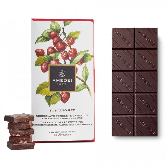 Amedei Toscano čokoláda 70 % s červeným ovocem 50g