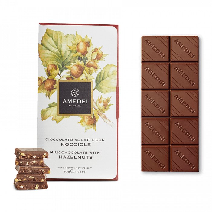 Amedei Toscano mléčná čokoláda s lískovými oříšky 50g