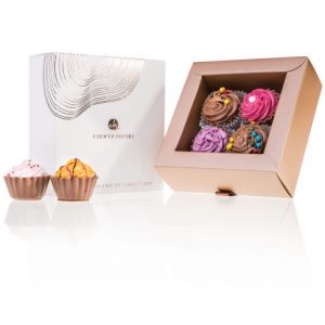 Chocolissimo - 4 CupCakes v b&iacute;lo zlat&eacute; krabičce 75 g