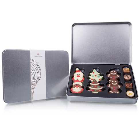 Chocolissimo - Čokoládové vánoční figurky a hvězdičky v plechové krabičce 95 g