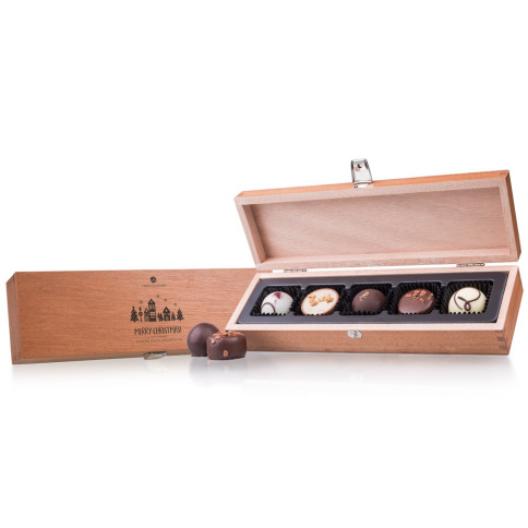 Chocolissimo - Dřevěná škatulka s vánočními pralinkami 60 g