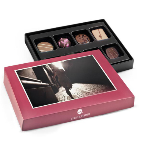 Chocolissimo - Růžová bonboniérka s Vaší fotografií - mini 100 g