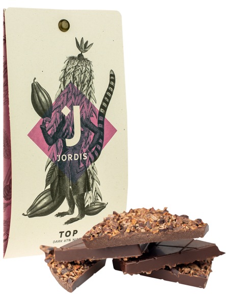 Jordi's čokoláda tmavá 67% s kakaovými boby 50g