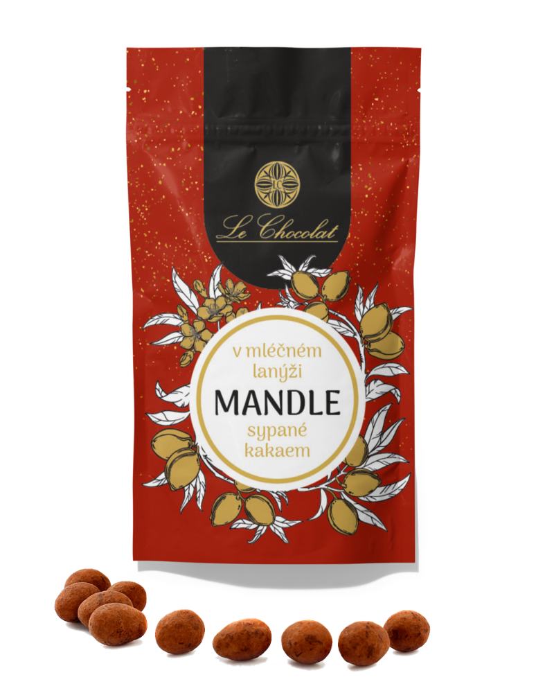 Le Chocolat Mandle v mléčné čokoládě sypané kakaem 90g