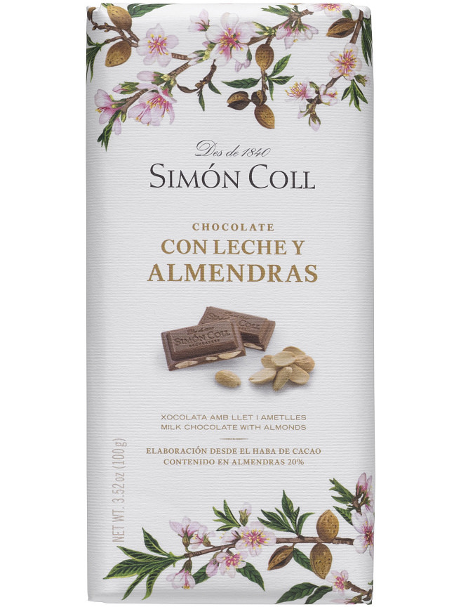 Simón Coll mléčná čokoláda s mandlemi 100g