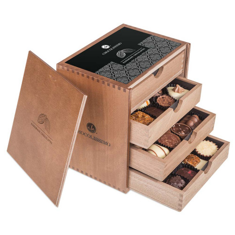 Chocolissimo - ChocoMassimo - Pralinky v dřevěné krabičce 500 g