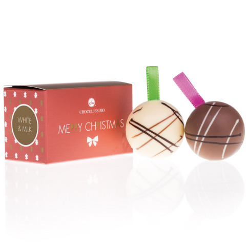 Chocolissimo - Vánoční čokoládové koulé - bílá a  mléčná 50 g