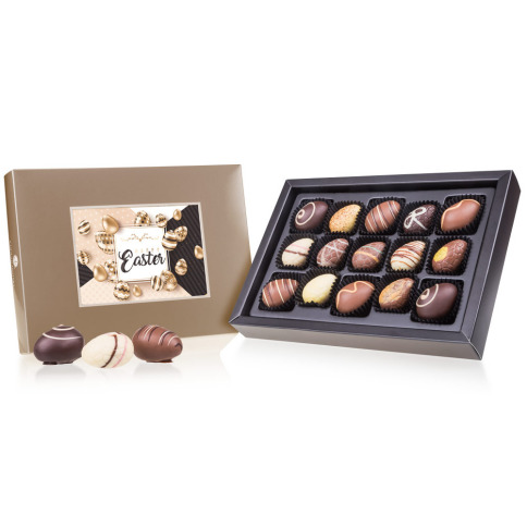 Chocolissimo - Čokoládové pralinky ve tvaru kraslic v krabičce s Vaší fotografií 205 g