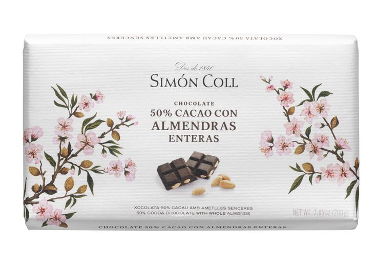 Simón Coll tmavá čokoláda 50% cocoa s mandlemi 200g