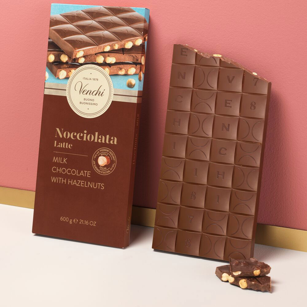Venchi mléčná čokoláda s lískovými oříšky MAXI 600g