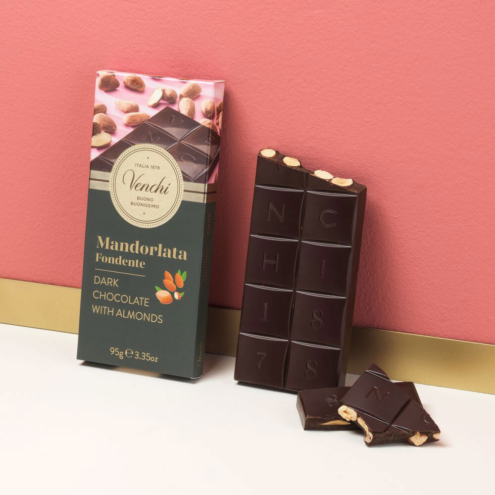 Venchi hořká čokoláda s mandlemi 95g